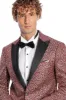 Flower Embroidered Pattern Burgundy Men Tuxedo Blazer - Wessi sold by Wessi