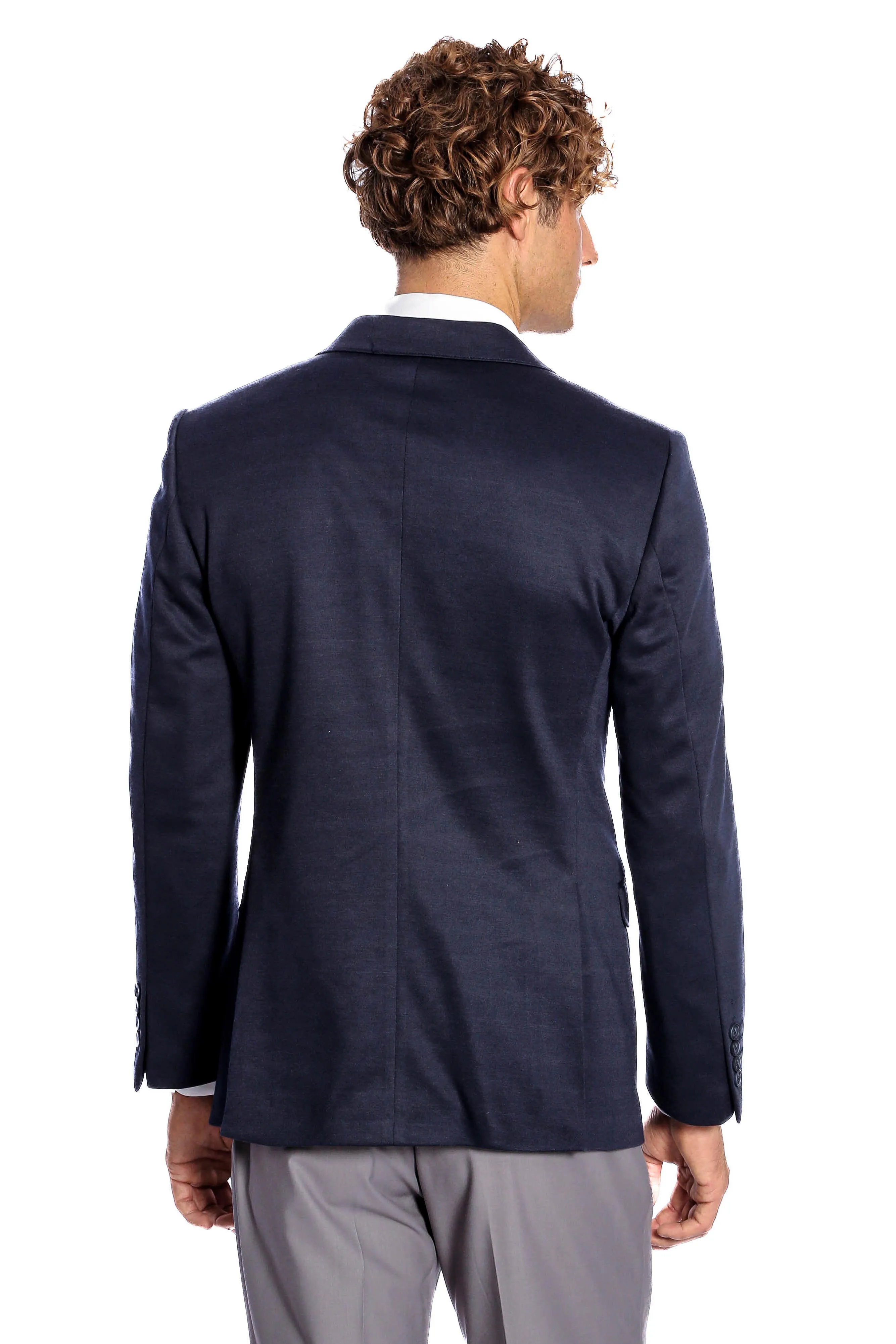 Navy Blue Plain Slim-Fit Jacket - Wessi sold by Wessi product image thumbnail 4