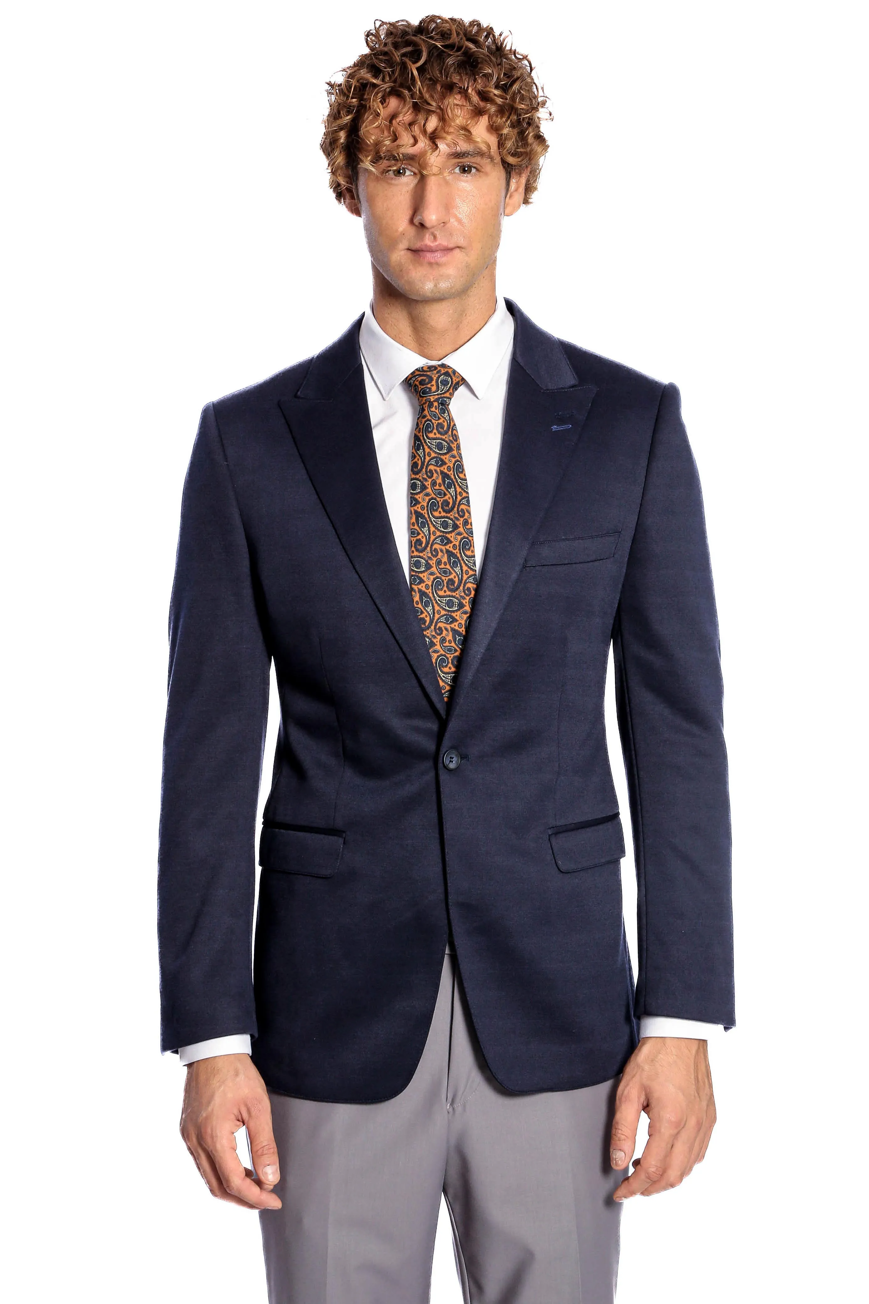 Navy Blue Plain Slim-Fit Jacket - Wessi sold by Wessi product image thumbnail 5