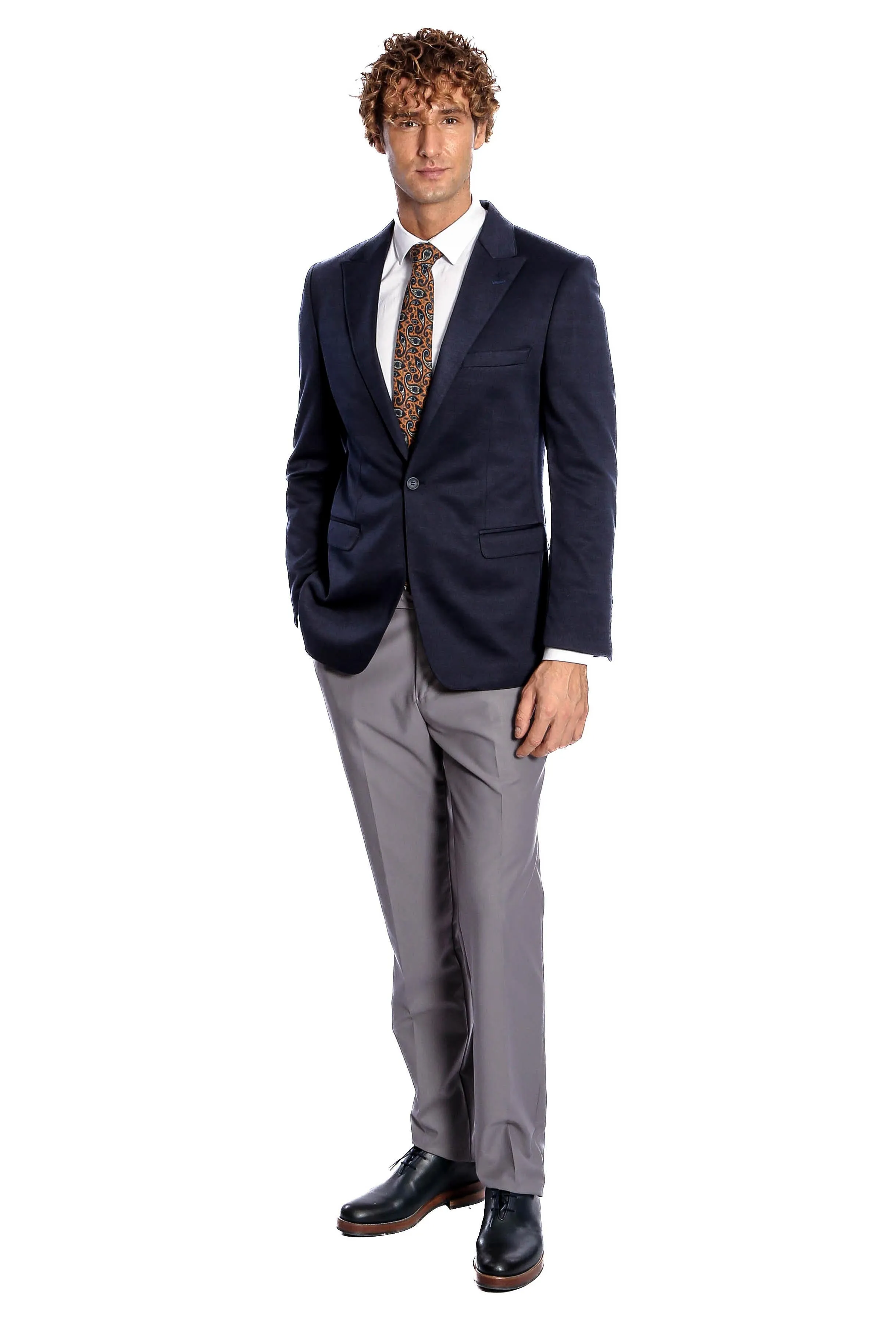 Navy Blue Plain Slim-Fit Jacket - Wessi sold by Wessi product image thumbnail 3
