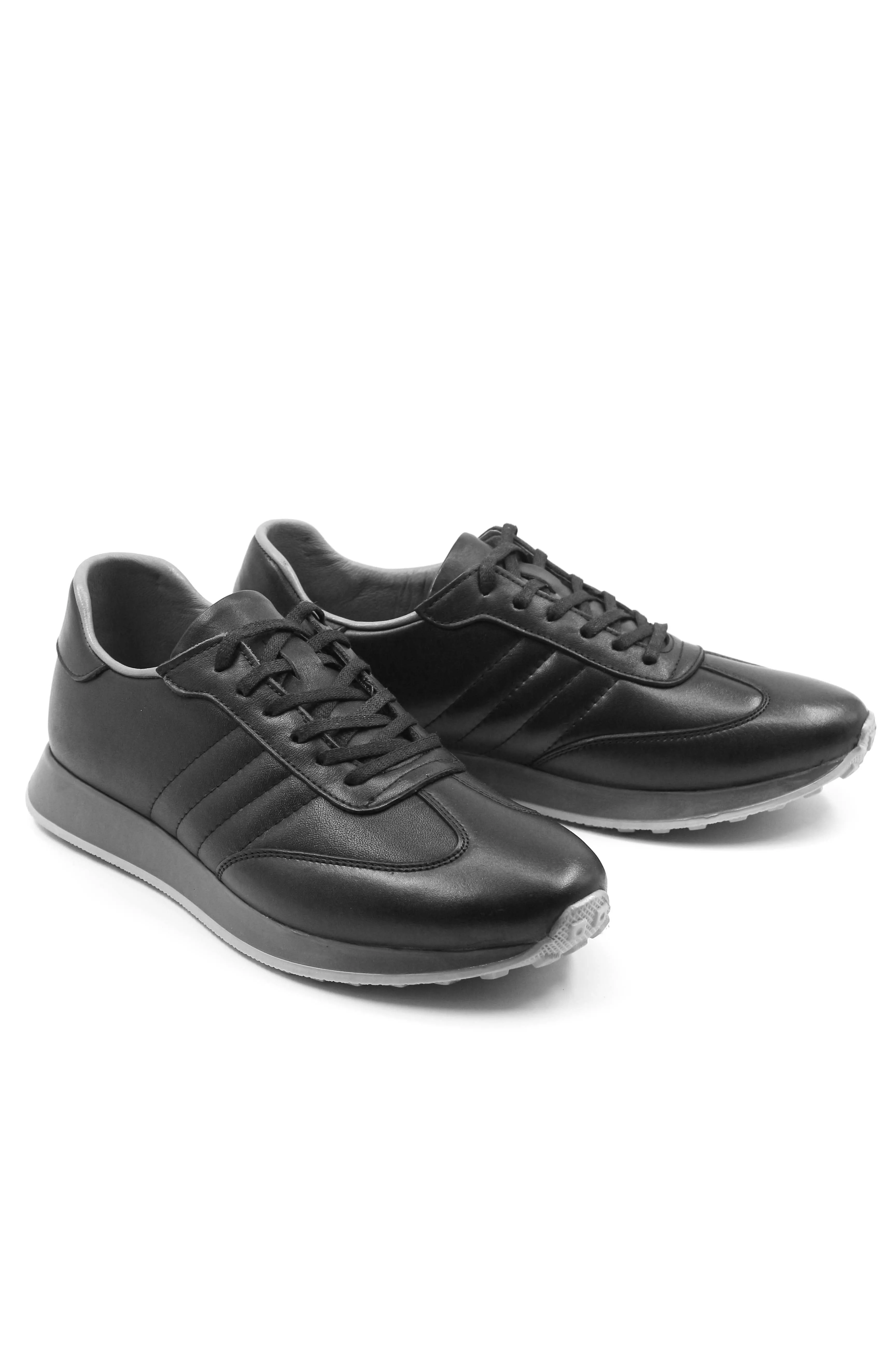 Men's Black Leather Casual Sneakers-Wessi sold by Wessi product image thumbnail 4