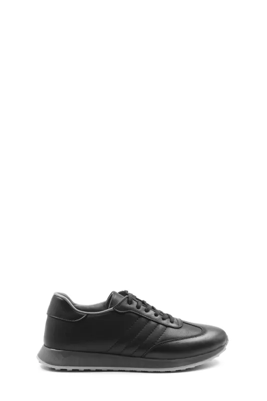 Men's Black Leather Casual Sneakers-Wessi sold by Wessi