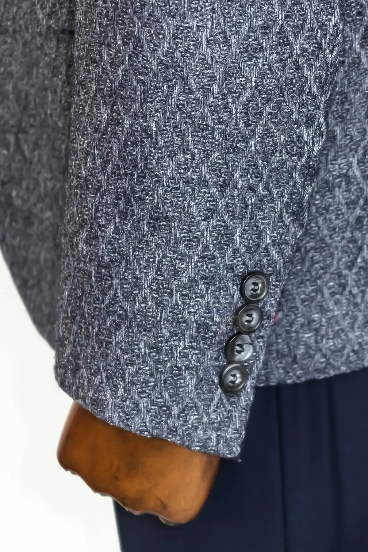 Wool Patterned Slim-Fit Navy Blue Men Blazer - Wessi sold by Wessi product image thumbnail 5