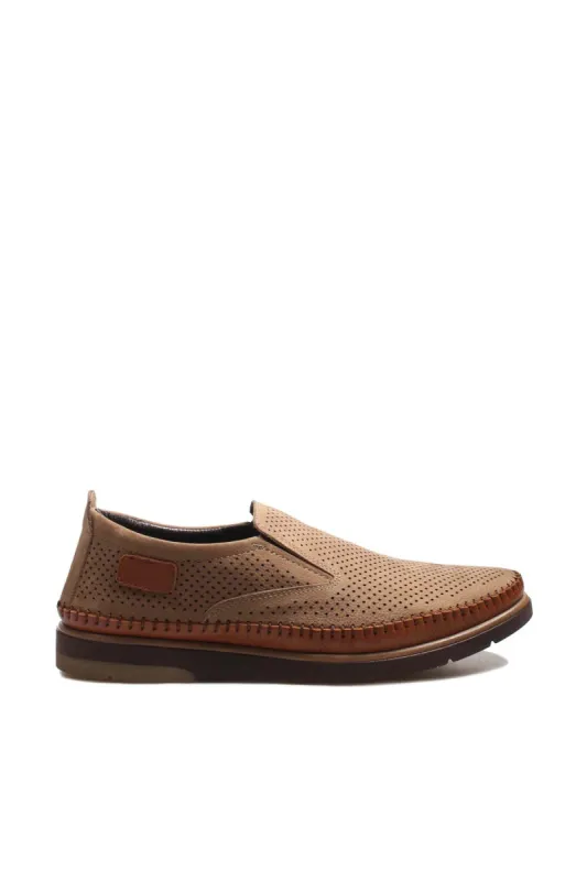 Beige Perforated Suede Loafers Wessi sold by Wessi