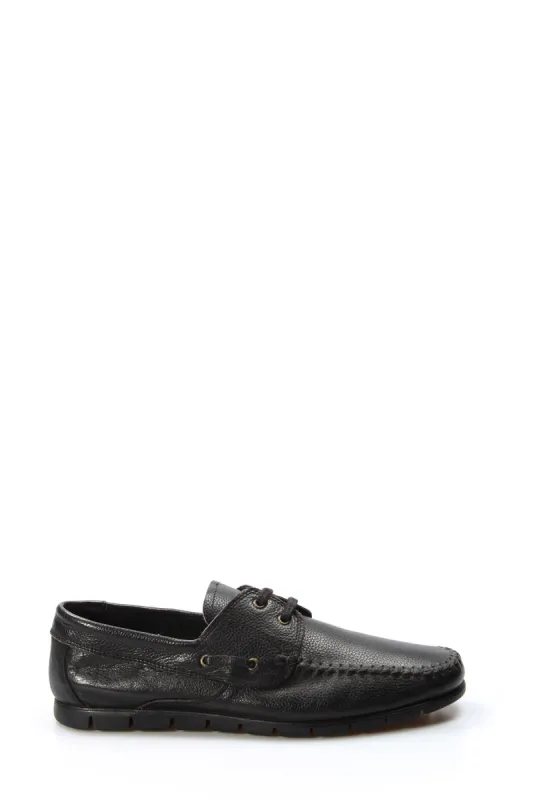 Men's Black Leather Moccasin Loafers with Lace-Up Detail - Wessi sold by Wessi