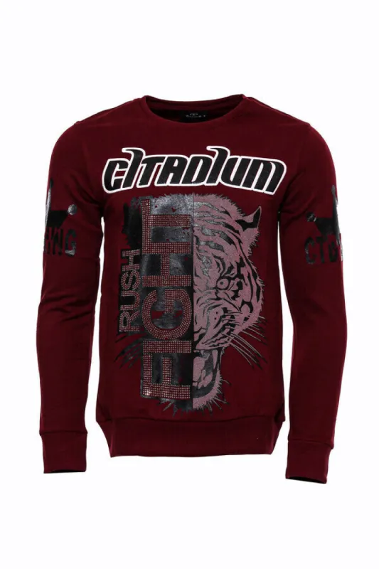 Patterned Slim Fit Brown Men's Sweatshirt - Wessi sold by Wessi