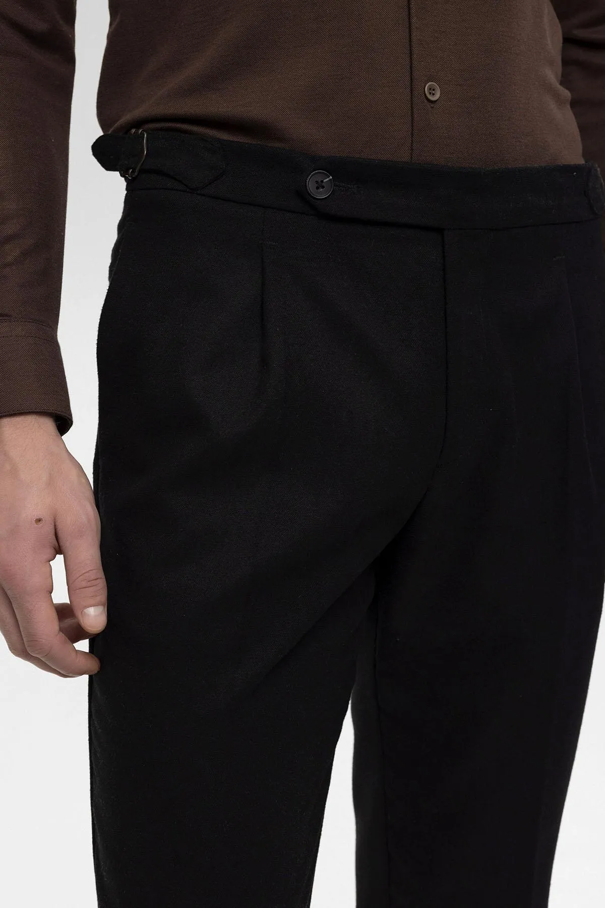Black High Waist Pleated Men's Trousers - Wessi sold by Wessi product image thumbnail 5