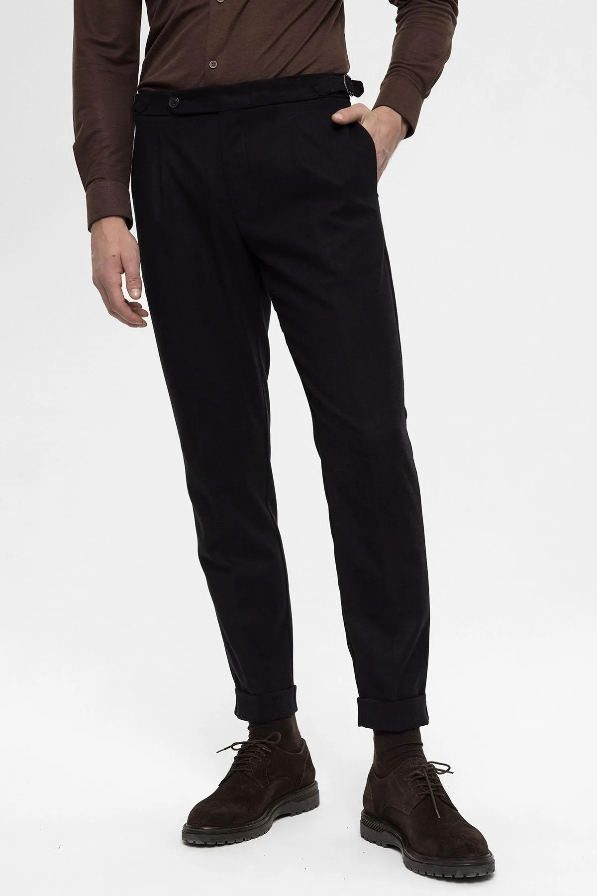 Black High Waist Pleated Men's Trousers - Wessi sold by Wessi product image thumbnail 3
