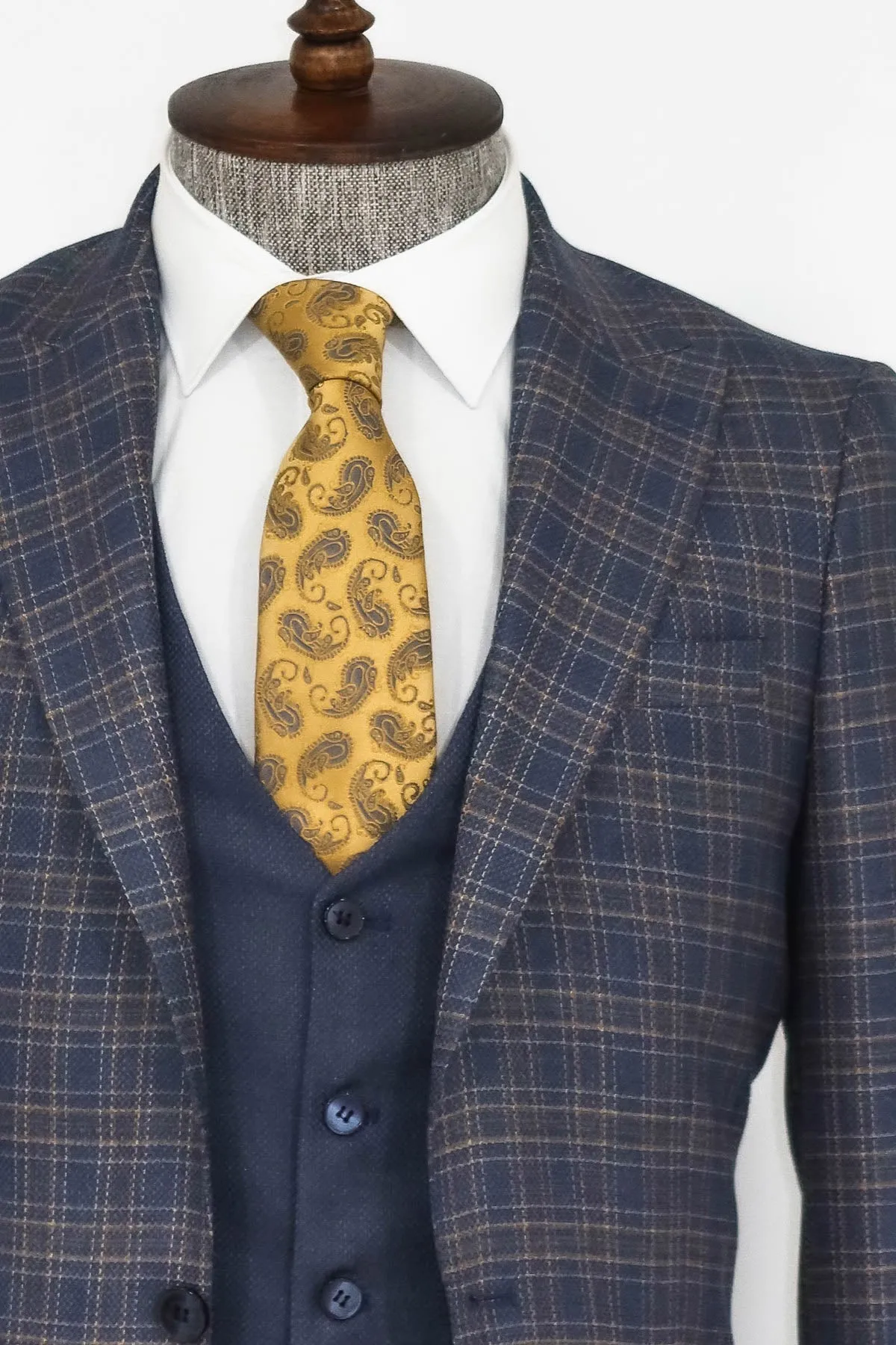 Checked Slim Fit Blue Men Suit - Wessi sold by Wessi product image thumbnail 2