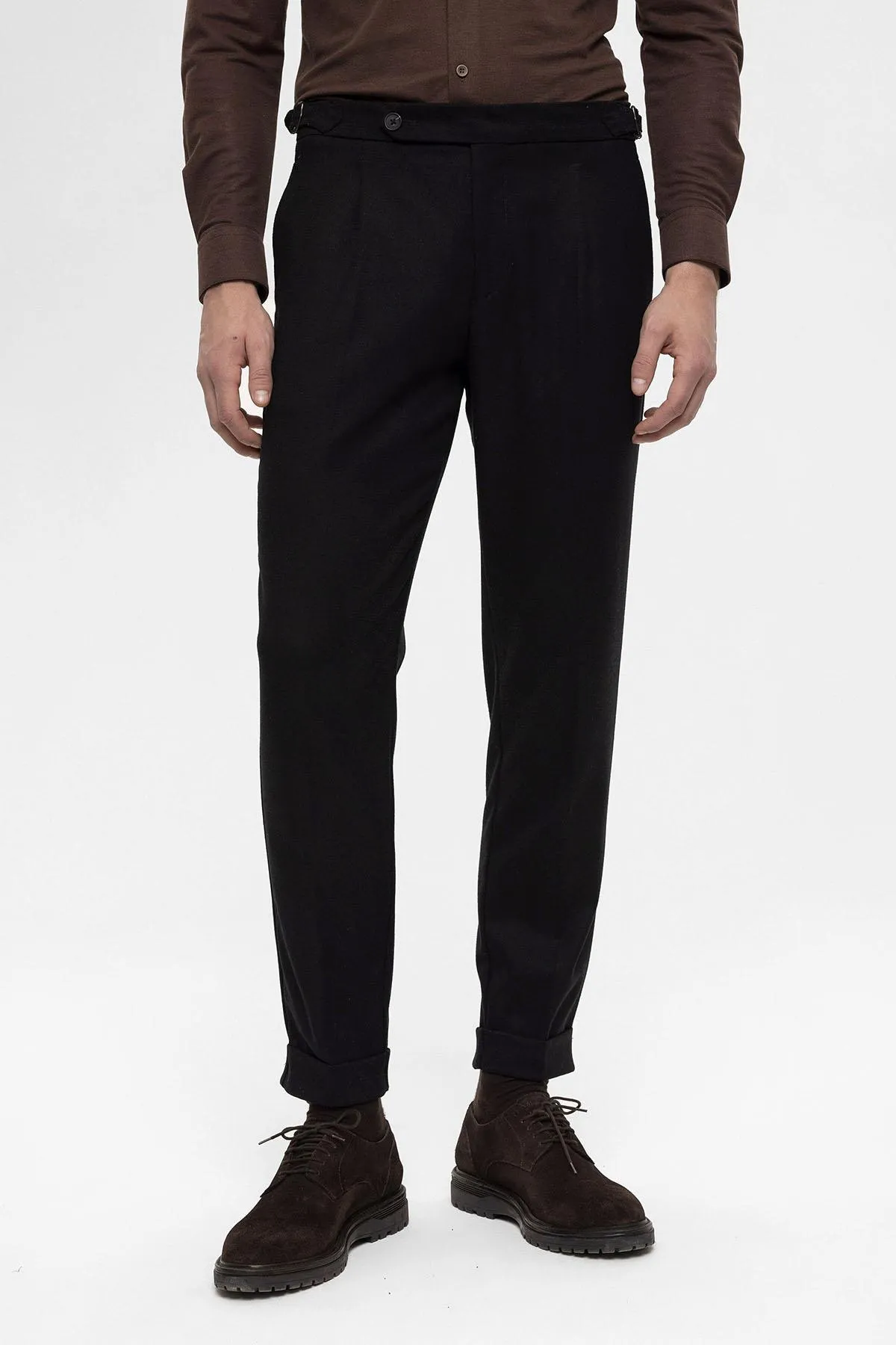 Black High Waist Pleated Men's Trousers - Wessi sold by Wessi product image thumbnail 2