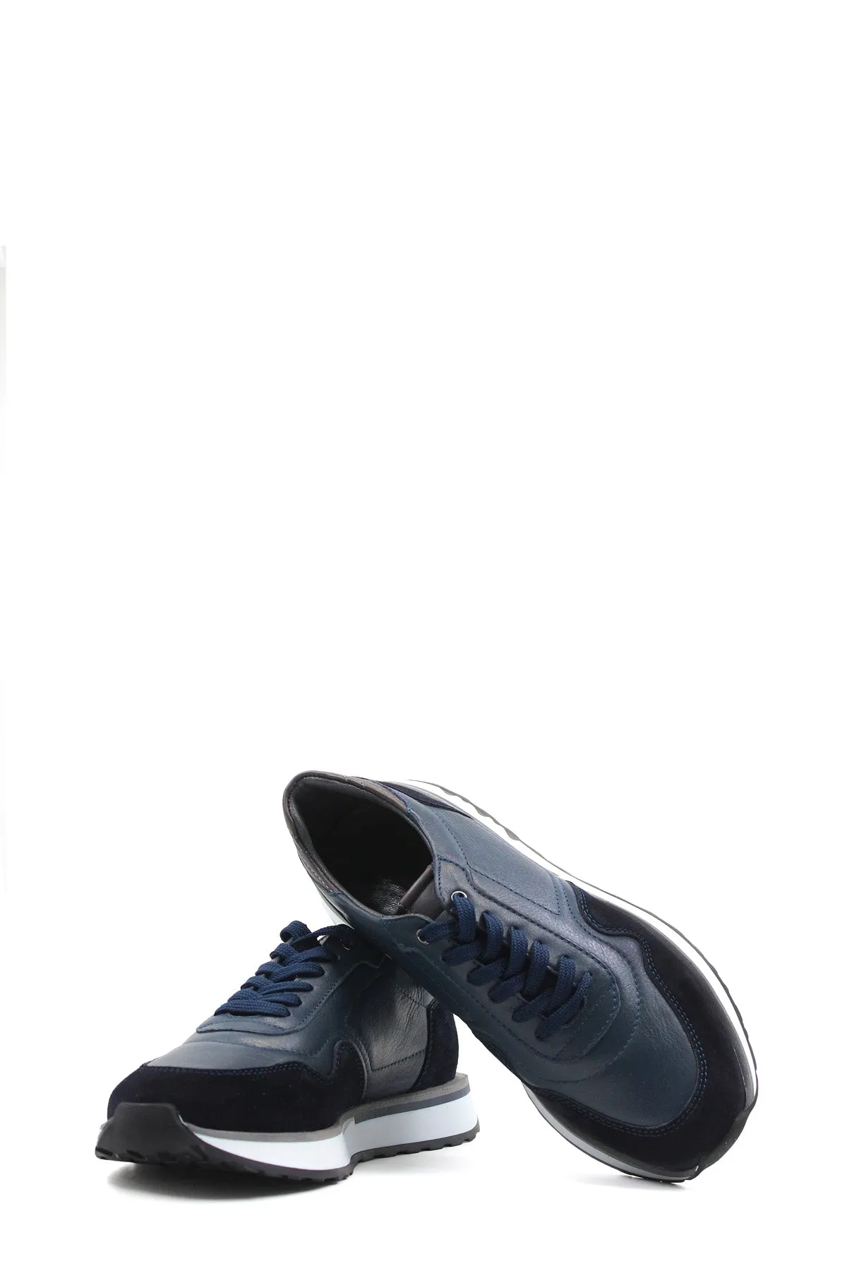 Men's Navy Blue Leather Sneakers with White Sole - Wessi sold by Wessi product image thumbnail 5