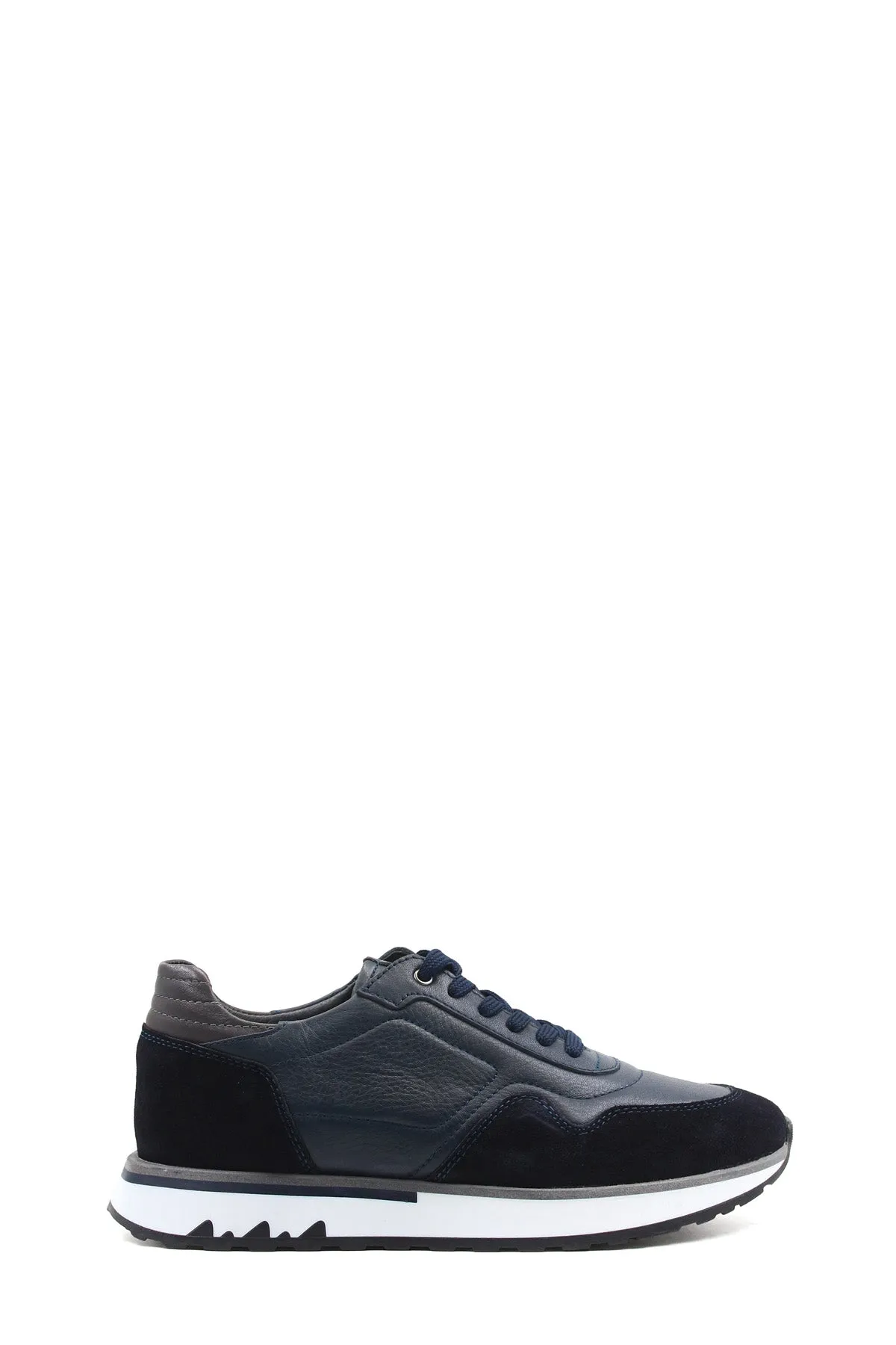 Men's Navy Blue Leather Sneakers with White Sole - Wessi sold by Wessi