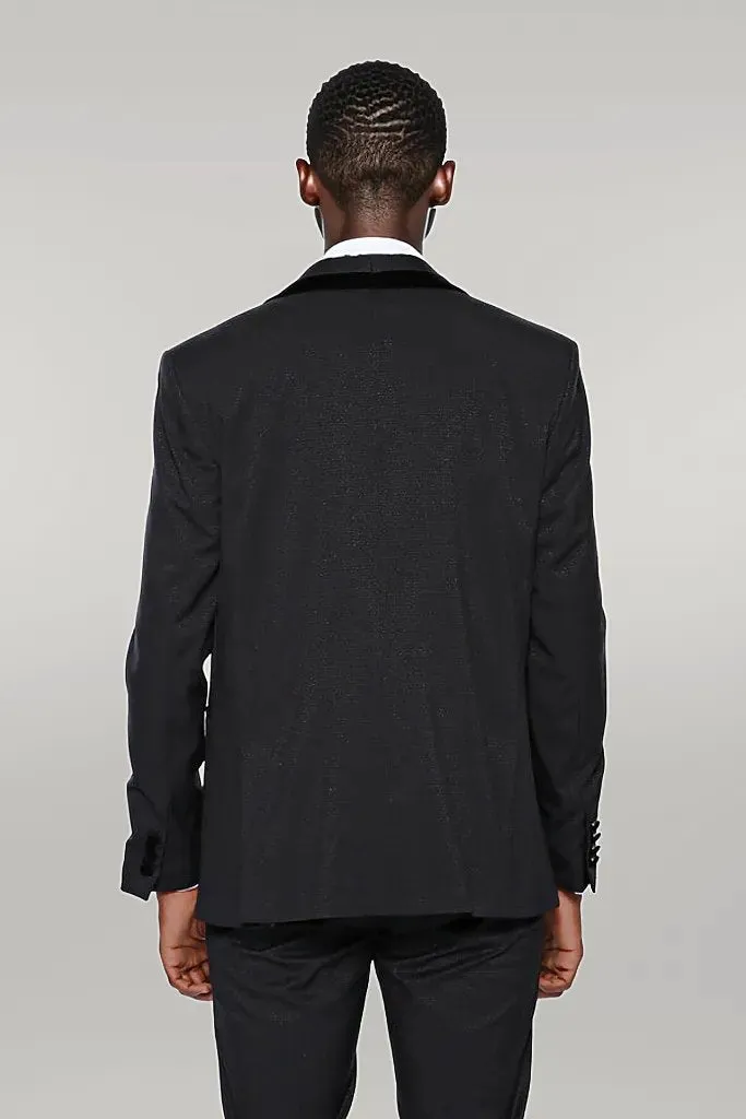 Patterned Velvet Lapel Black Men Tuxedo - Wessi sold by Wessi product image thumbnail 4