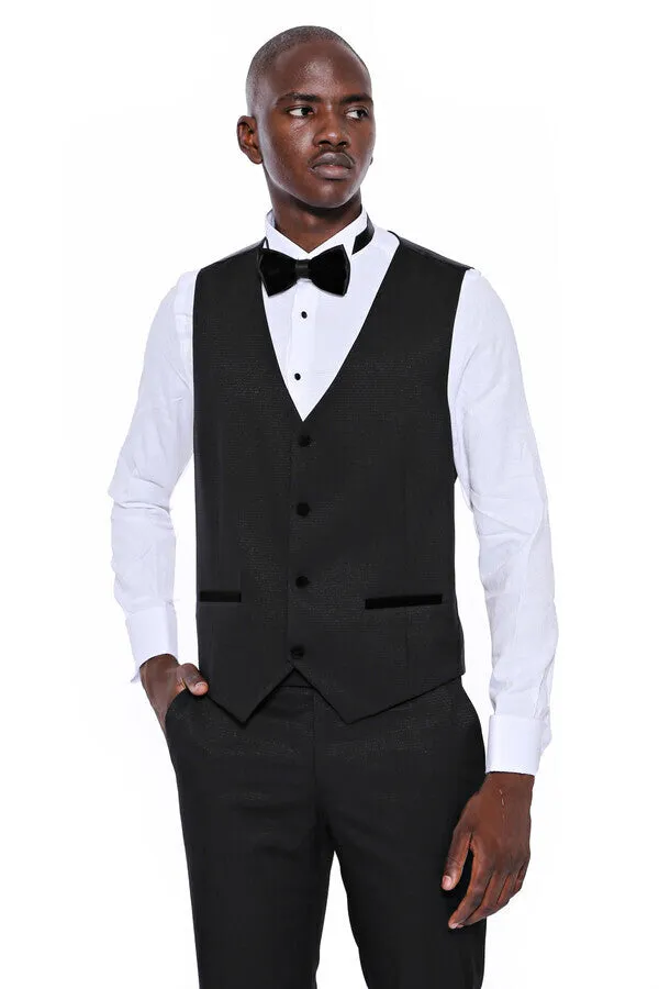 Patterned Velvet Lapel Black Men Tuxedo - Wessi sold by Wessi product image thumbnail 2
