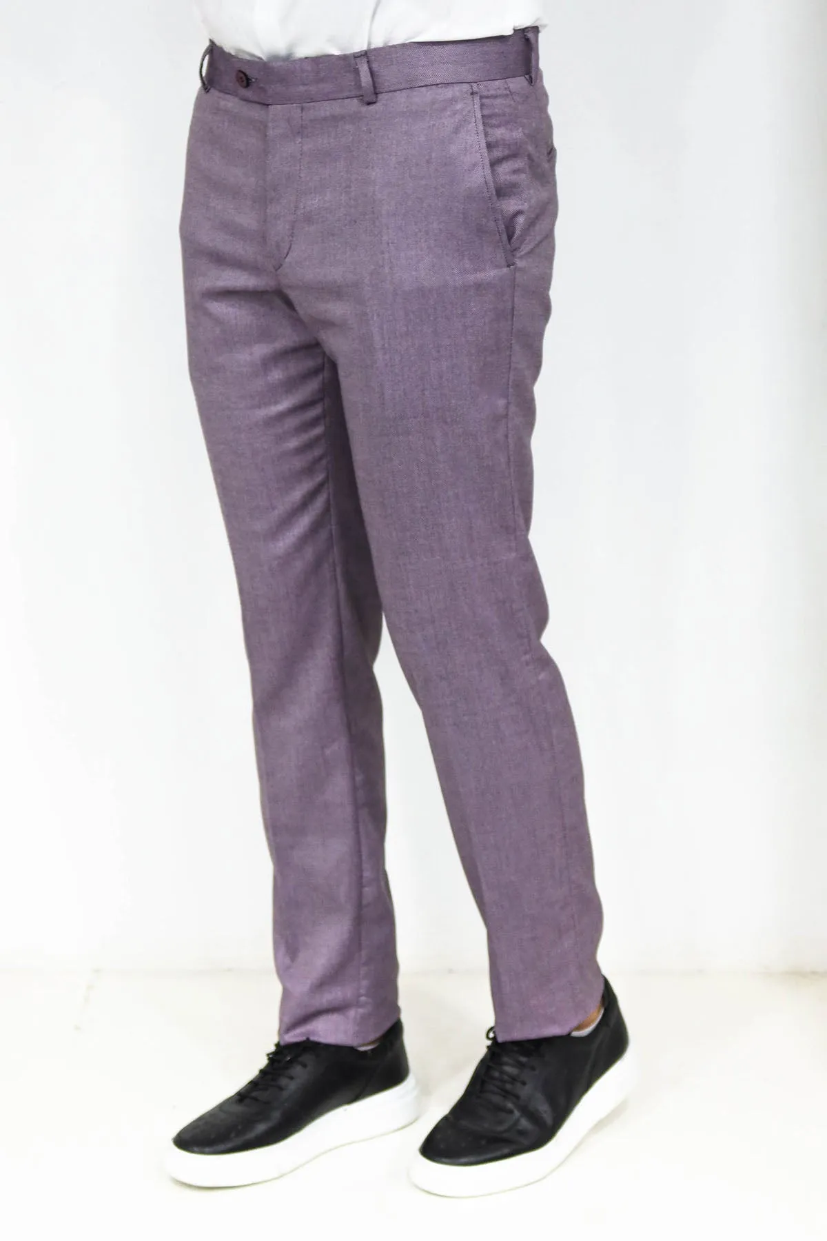 Slim Fit Textured Purple Men Trousers - Wessi sold by Wessi product image thumbnail 4