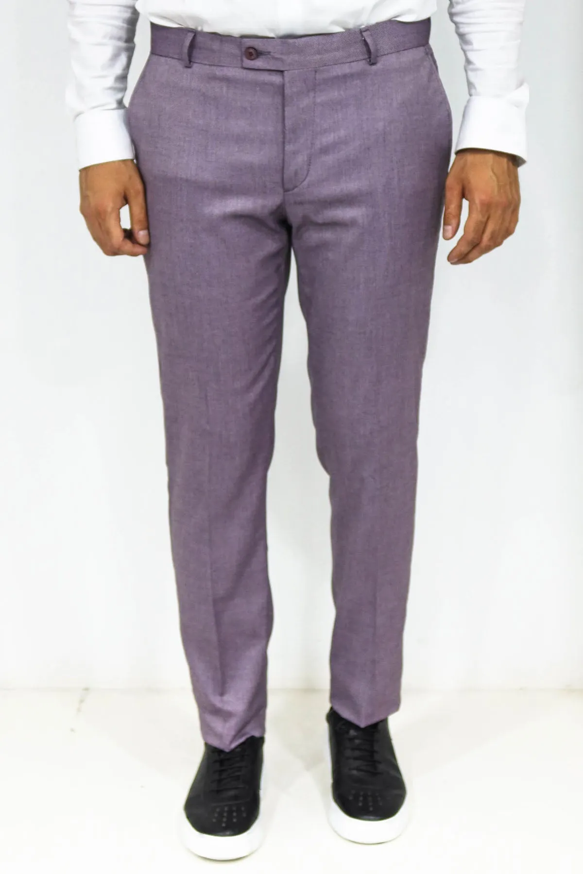 Slim Fit Textured Purple Men Trousers - Wessi sold by Wessi product image thumbnail 3