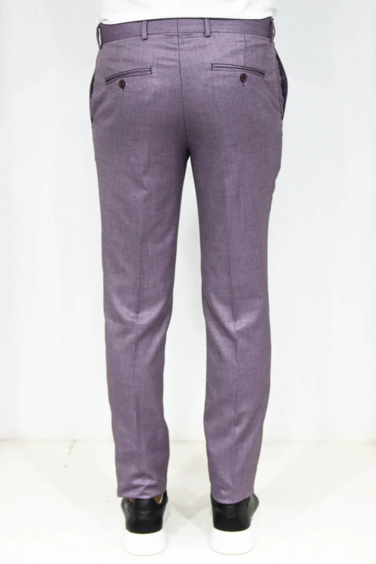 Slim Fit Textured Purple Men Trousers - Wessi sold by Wessi product image thumbnail 5