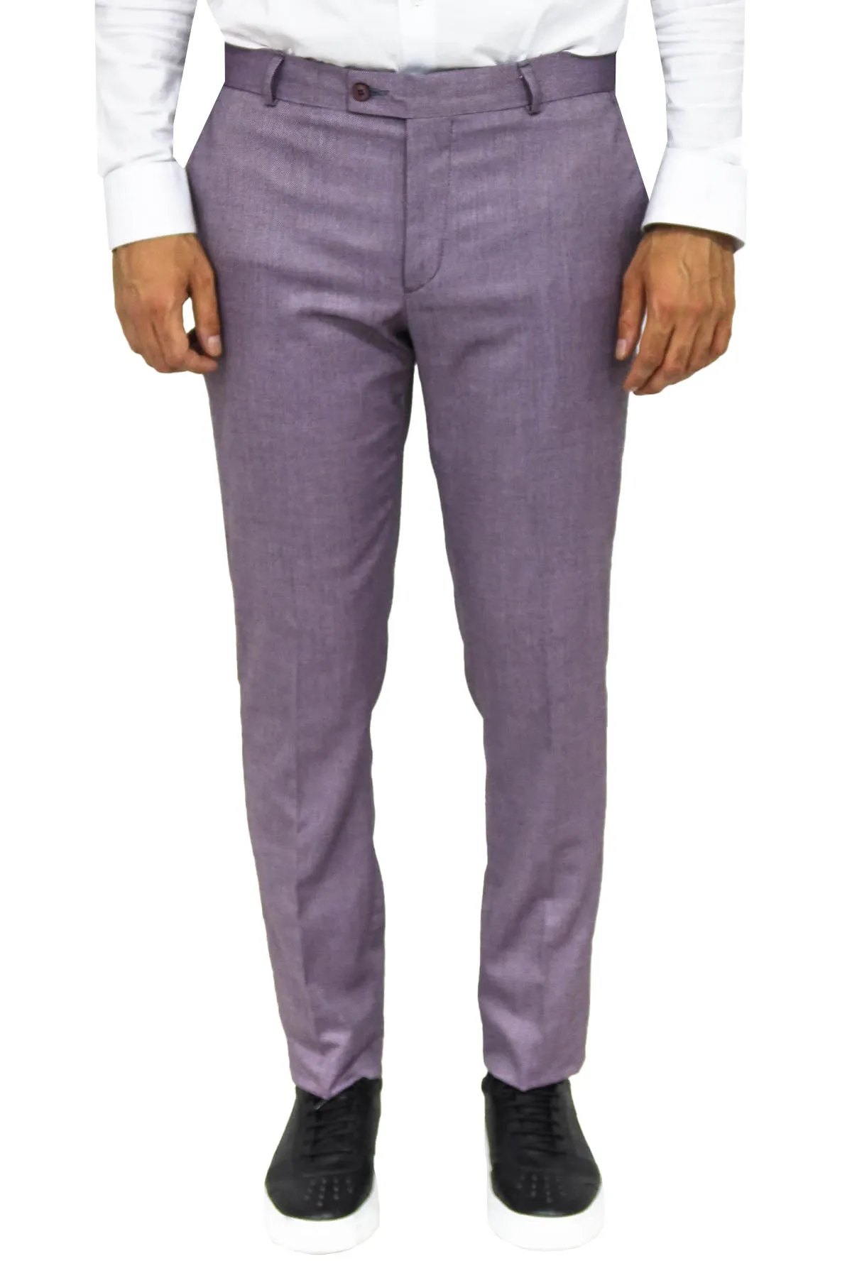 Slim Fit Textured Purple Men Trousers - Wessi sold by Wessi