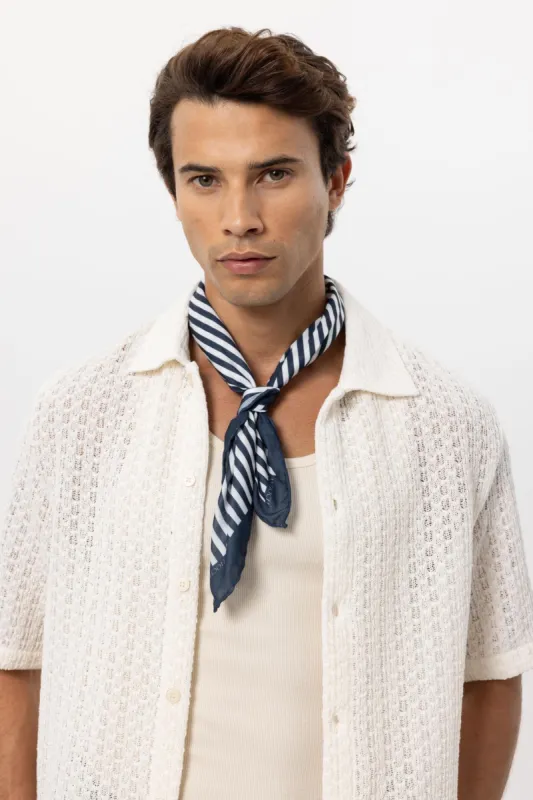 Men's Navy Blue Navy Striped Scarf - Wessi sold by Wessi