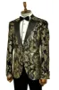 Peak Lapel Slim Fit Gold Patterned Black Men Evening Blazer sold by Wessi