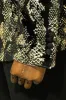 Peak Lapel Slim Fit Gold Patterned Black Men Evening Blazer sold by Wessi