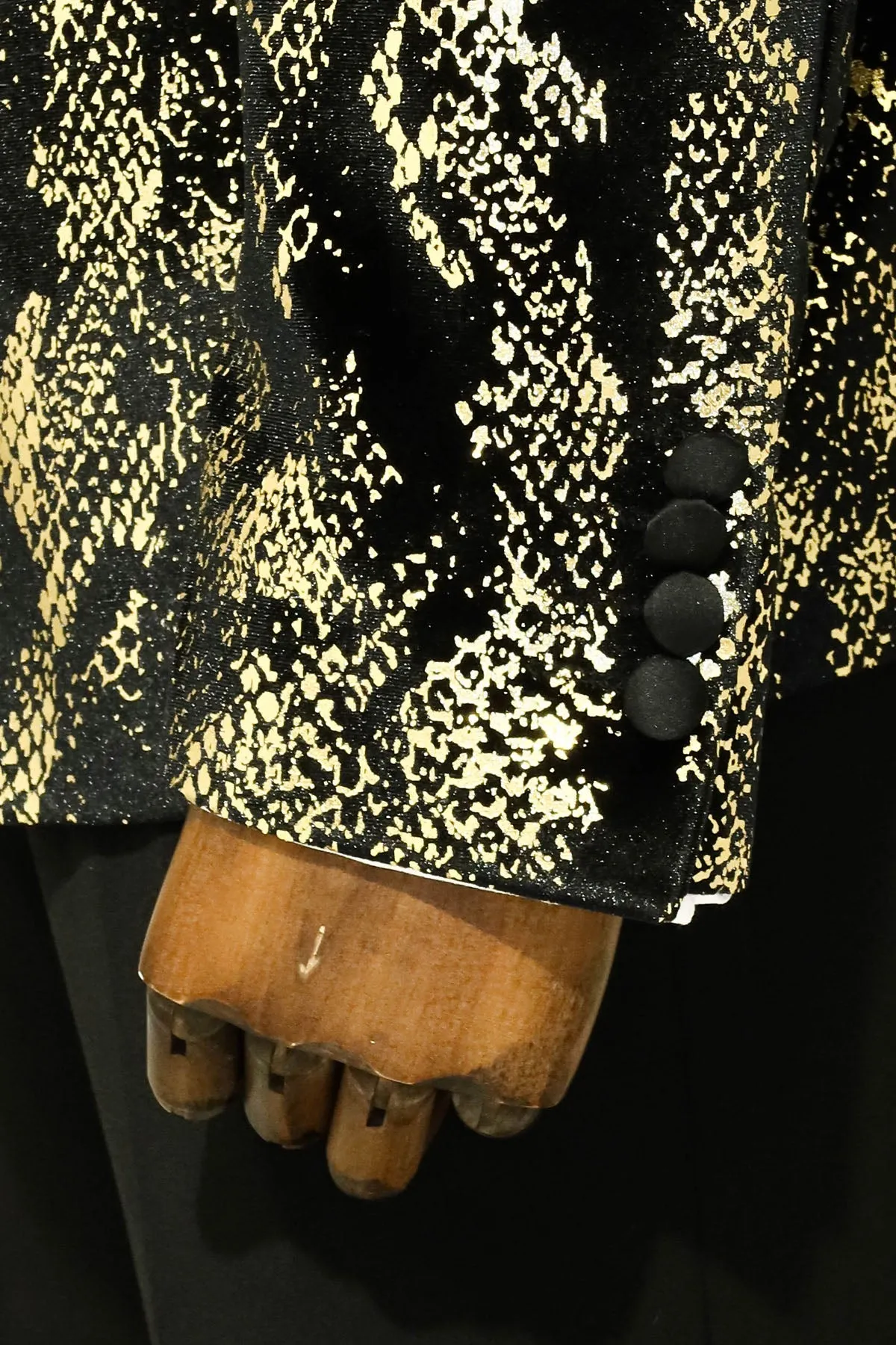 Peak Lapel Slim Fit Gold Patterned Black Men Evening Blazer sold by Wessi product image thumbnail 3