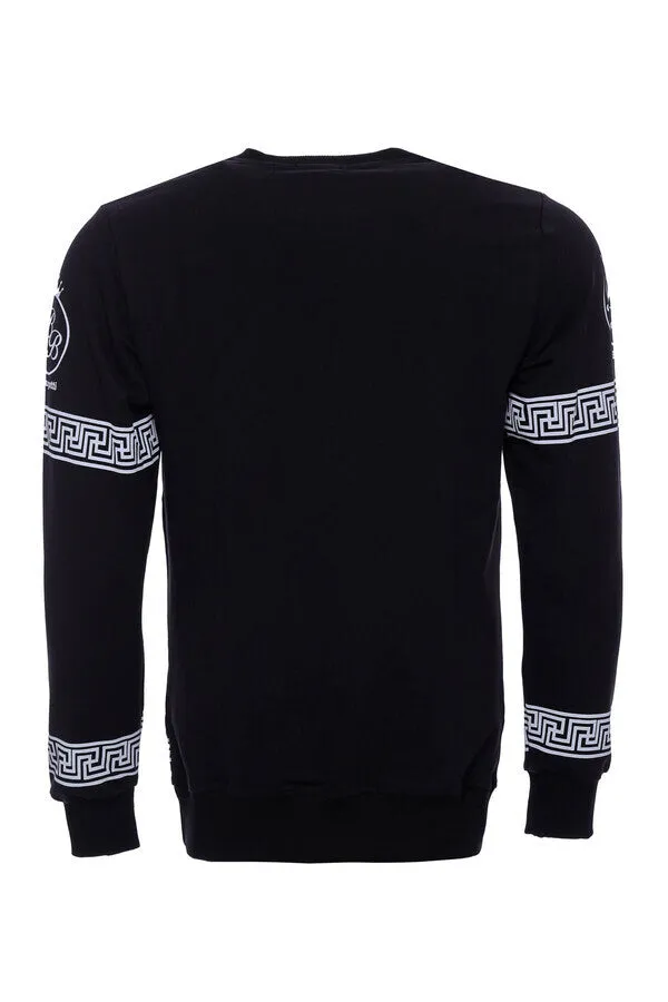 Circle Neck White Printed Over Black Sweatshirt - Wessi sold by Wessi product image thumbnail 2