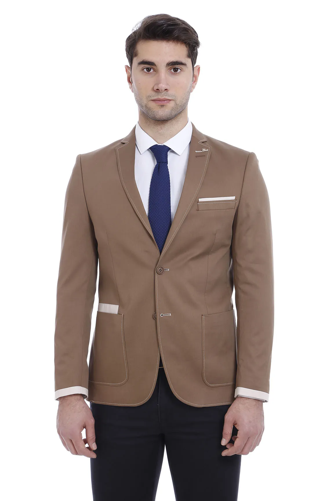 2 Button Bag Pocket Tan Jacket-Wessi sold by Wessi