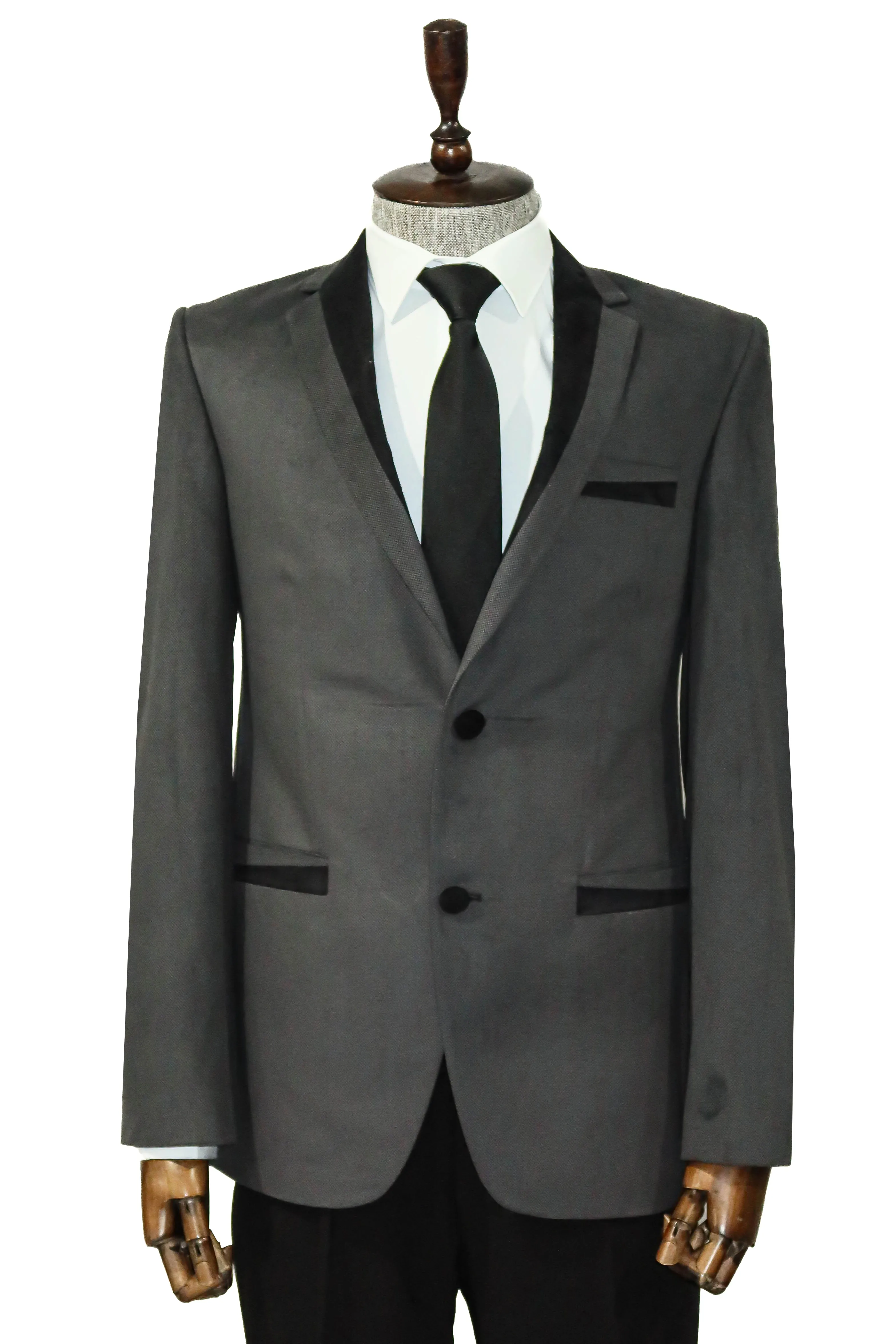 2 Buttons Pocket Piping Velvet Grey Jacket sold by Wessi product image thumbnail 5