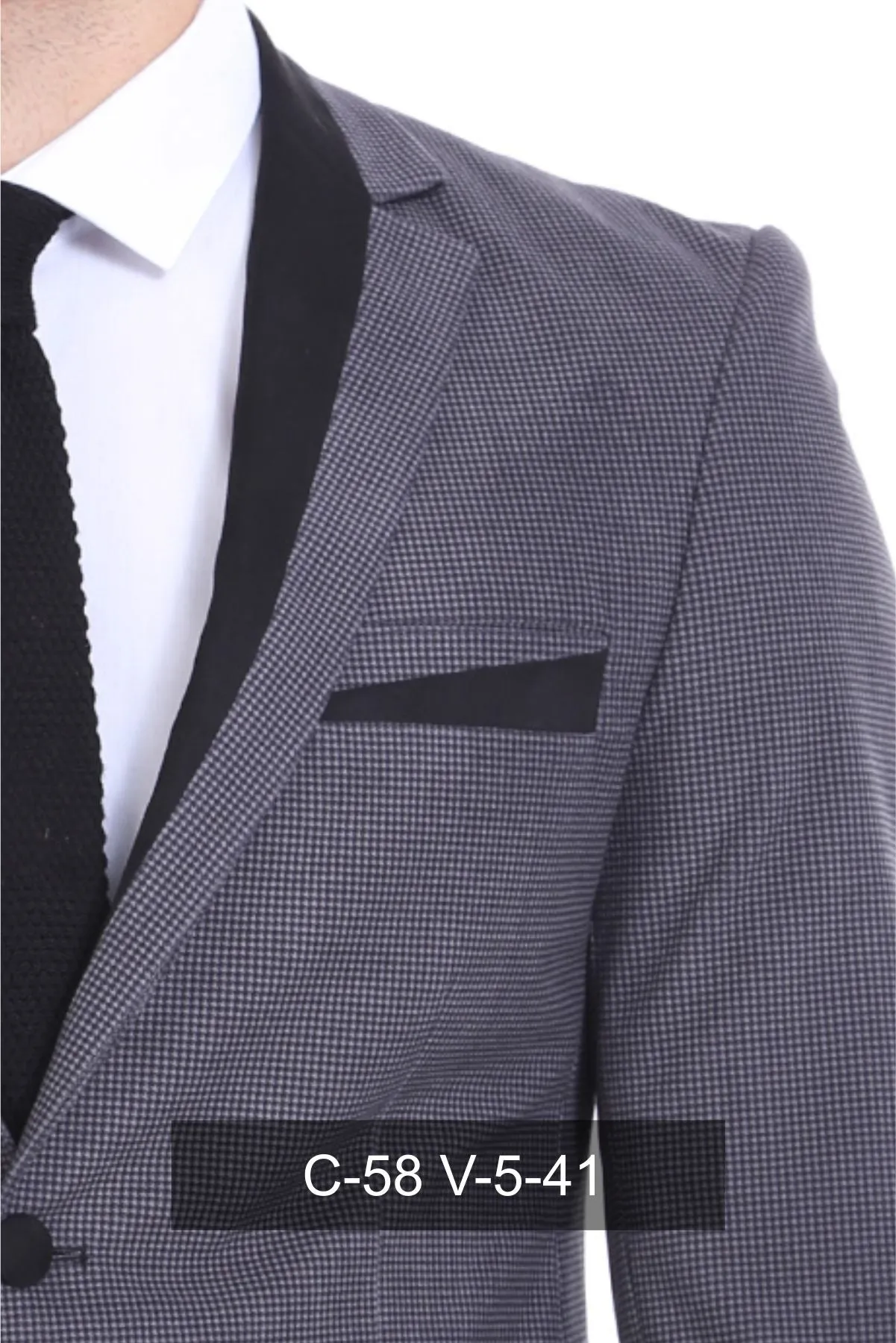 2 Buttons Pocket Piping Velvet Grey Jacket sold by Wessi product image thumbnail 2