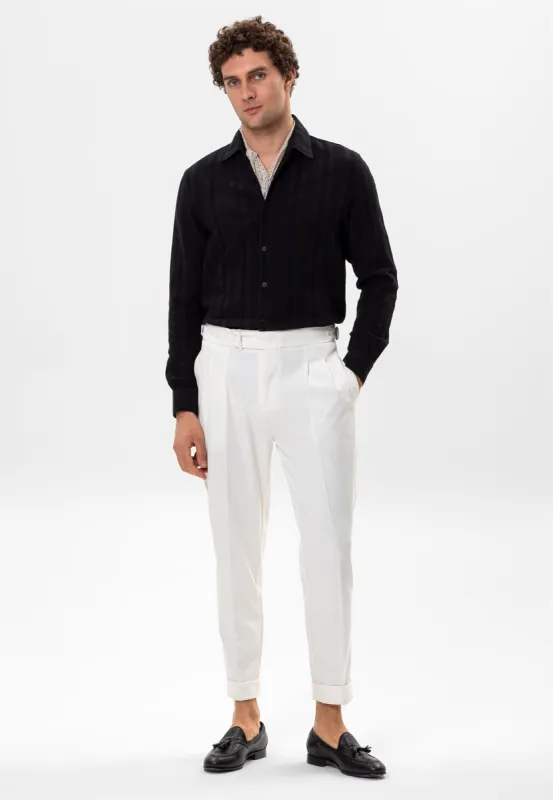 Black Knitted Patterned Men's Shirt - Wessi sold by Wessi