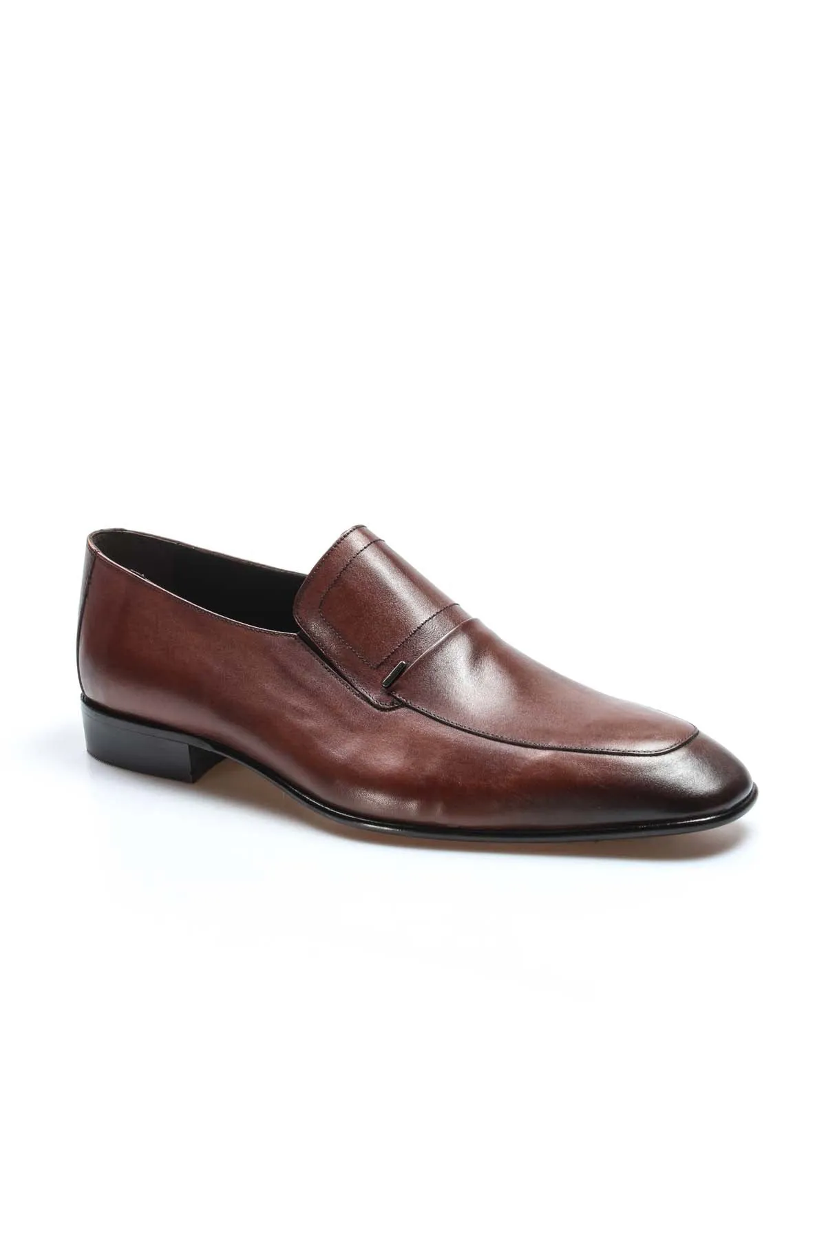 Men's Elegant Brown Leather Penny Loafers with Sleek Stitching - Wessi sold by Wessi product image thumbnail 3