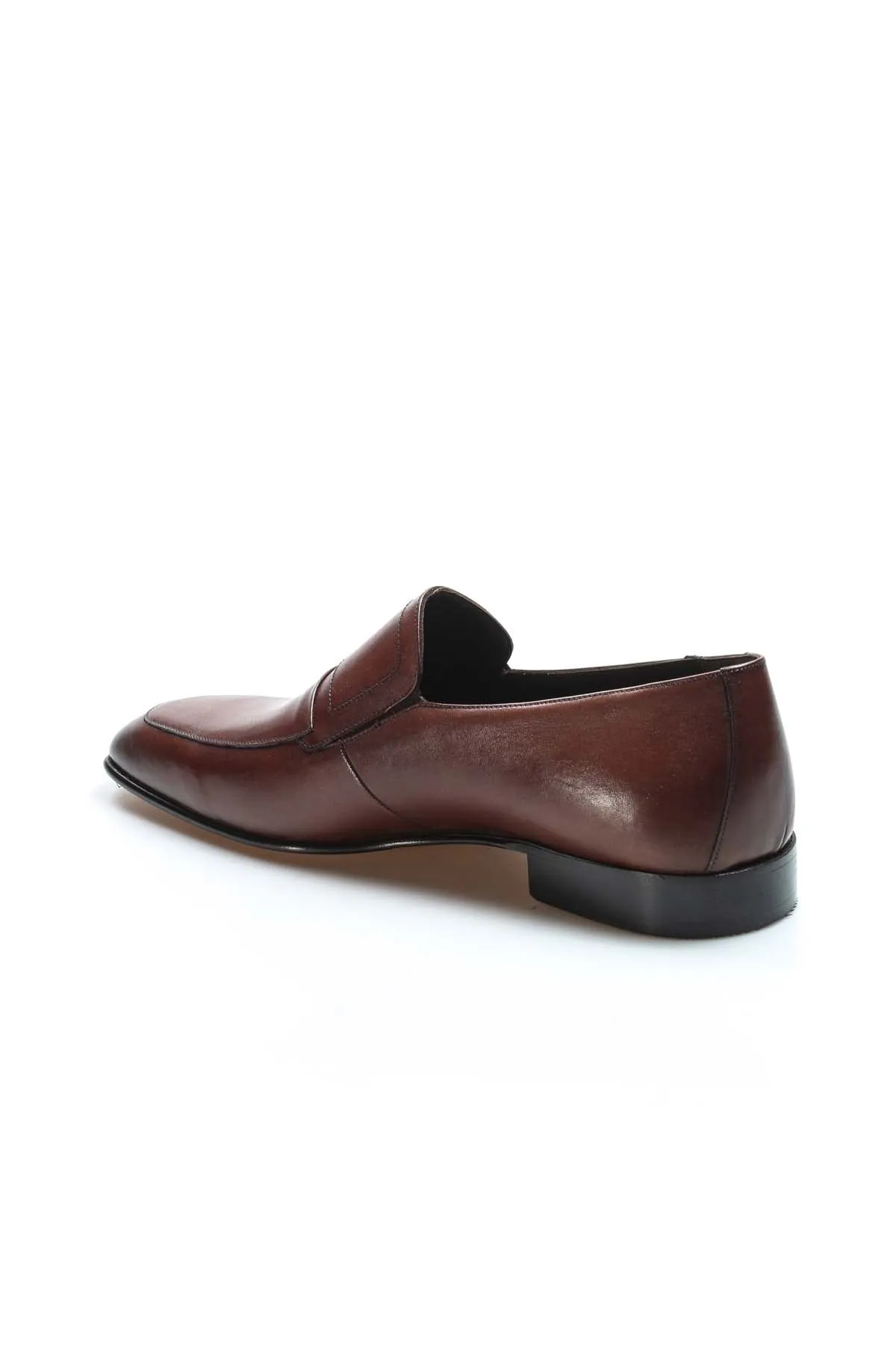 Men's Elegant Brown Leather Penny Loafers with Sleek Stitching - Wessi sold by Wessi product image thumbnail 2