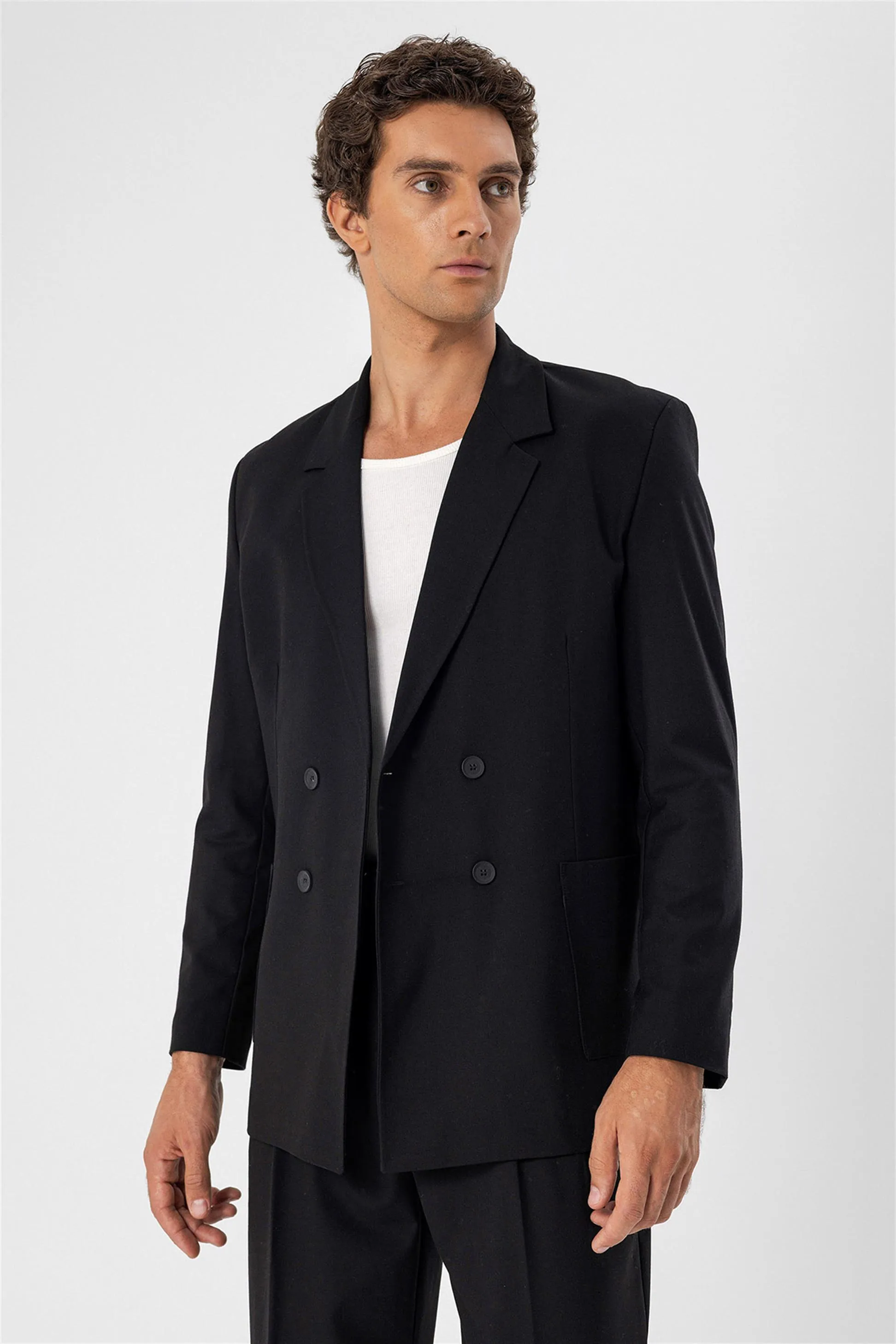 Black Double Breasted Men's Blazer Jacket with Bag Pocket - Wessi sold by Wessi product image thumbnail 3