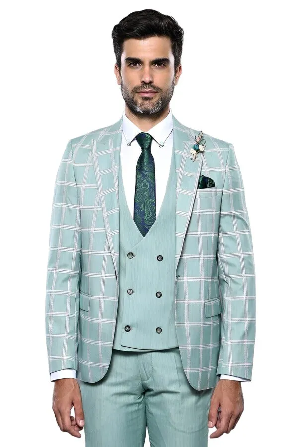 Checked Light Green Vested Suit | Wessi sold by Wessi product image thumbnail 5