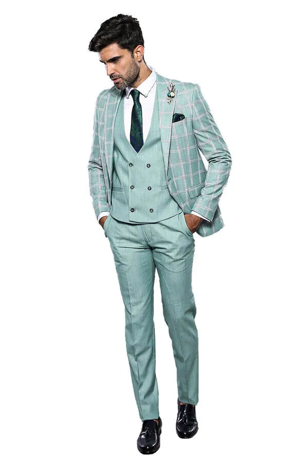 Checked Light Green Vested Suit | Wessi sold by Wessi product image thumbnail 2