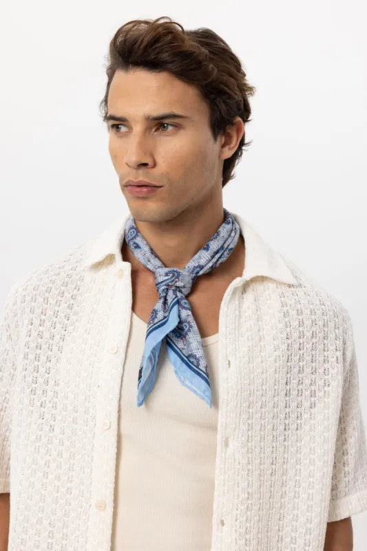 Men's Blue Drop Patterned Scarf - Wessi sold by Wessi