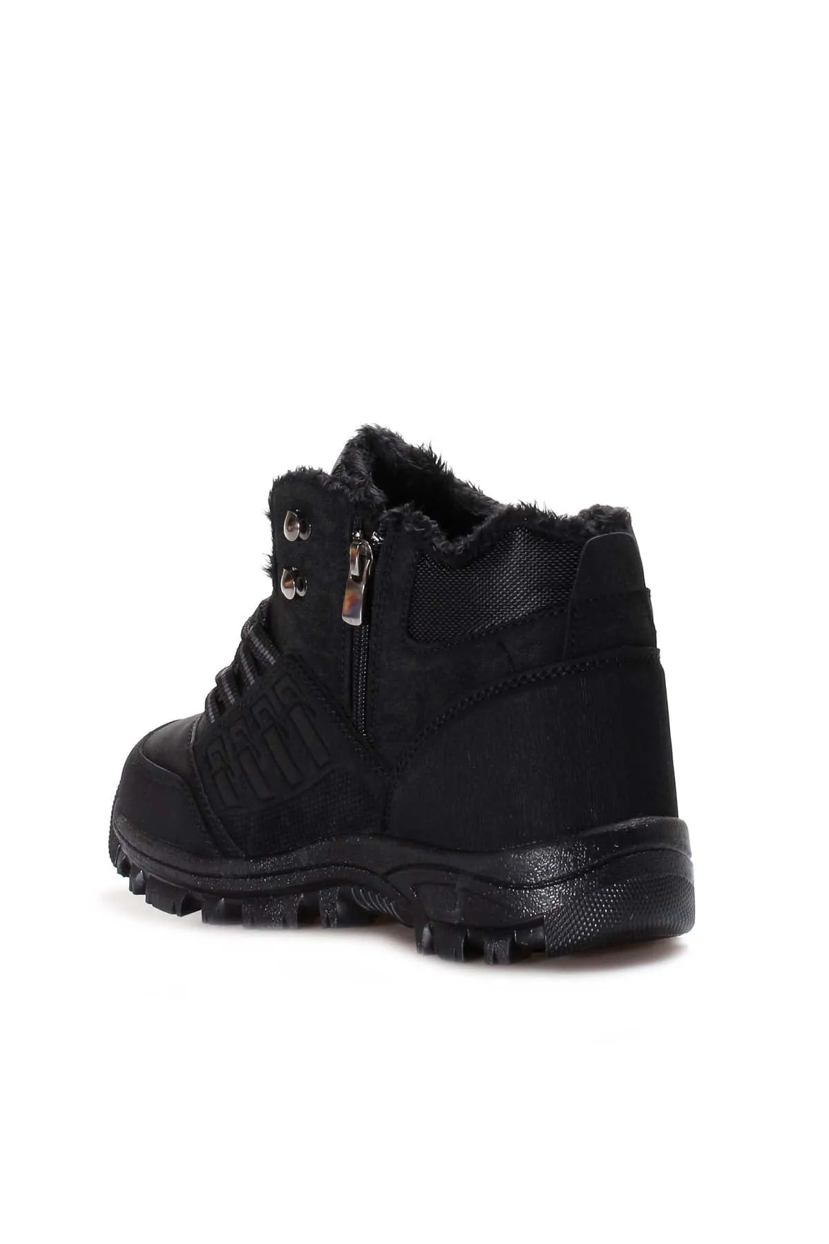 Men's Black Outdoor Boots with Fur Lining and Rugged Sole - Wessi sold by Wessi product image thumbnail 2