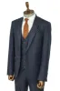 3 -Piece Single Button Peak Lapel Dark Blue Men Suit - Wessi sold by Wessi