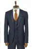3 -Piece Single Button Peak Lapel Dark Blue Men Suit - Wessi sold by Wessi