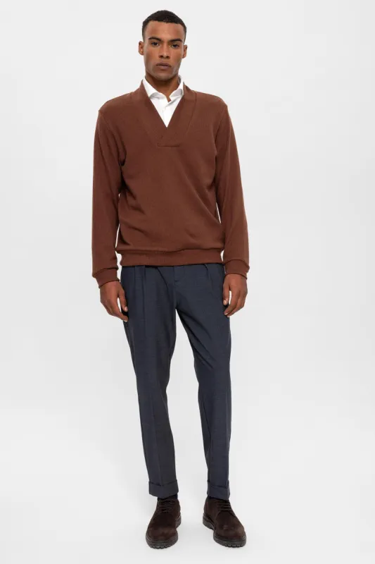 Brown V-Neck Men's Sweater - Wessi sold by Wessi