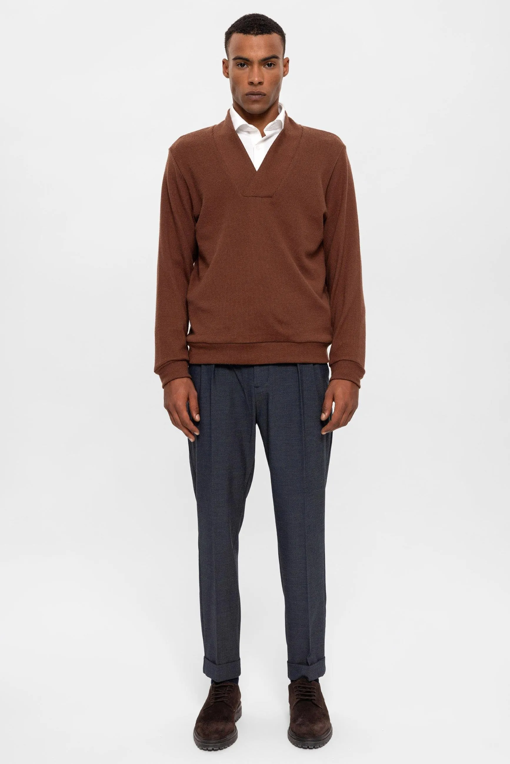 Brown V-Neck Men's Sweater - Wessi sold by Wessi product image thumbnail 5