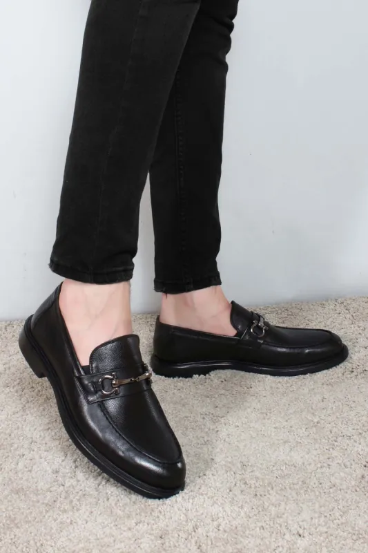 Men's Black Leather Buckle Loafers-Wessi sold by Wessi