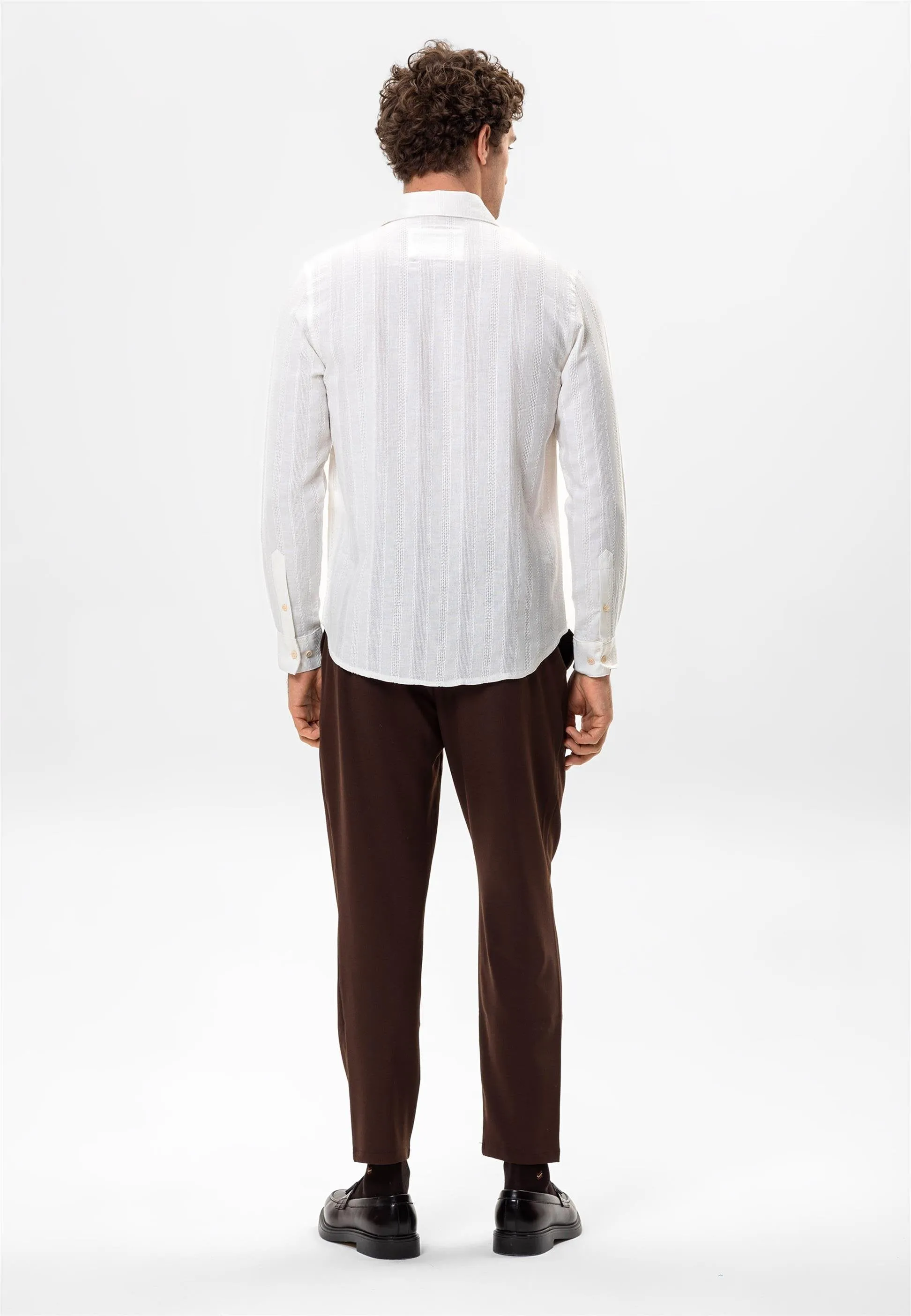 White Knitted Patterned Men's Shirt - Wessi sold by Wessi product image thumbnail 4