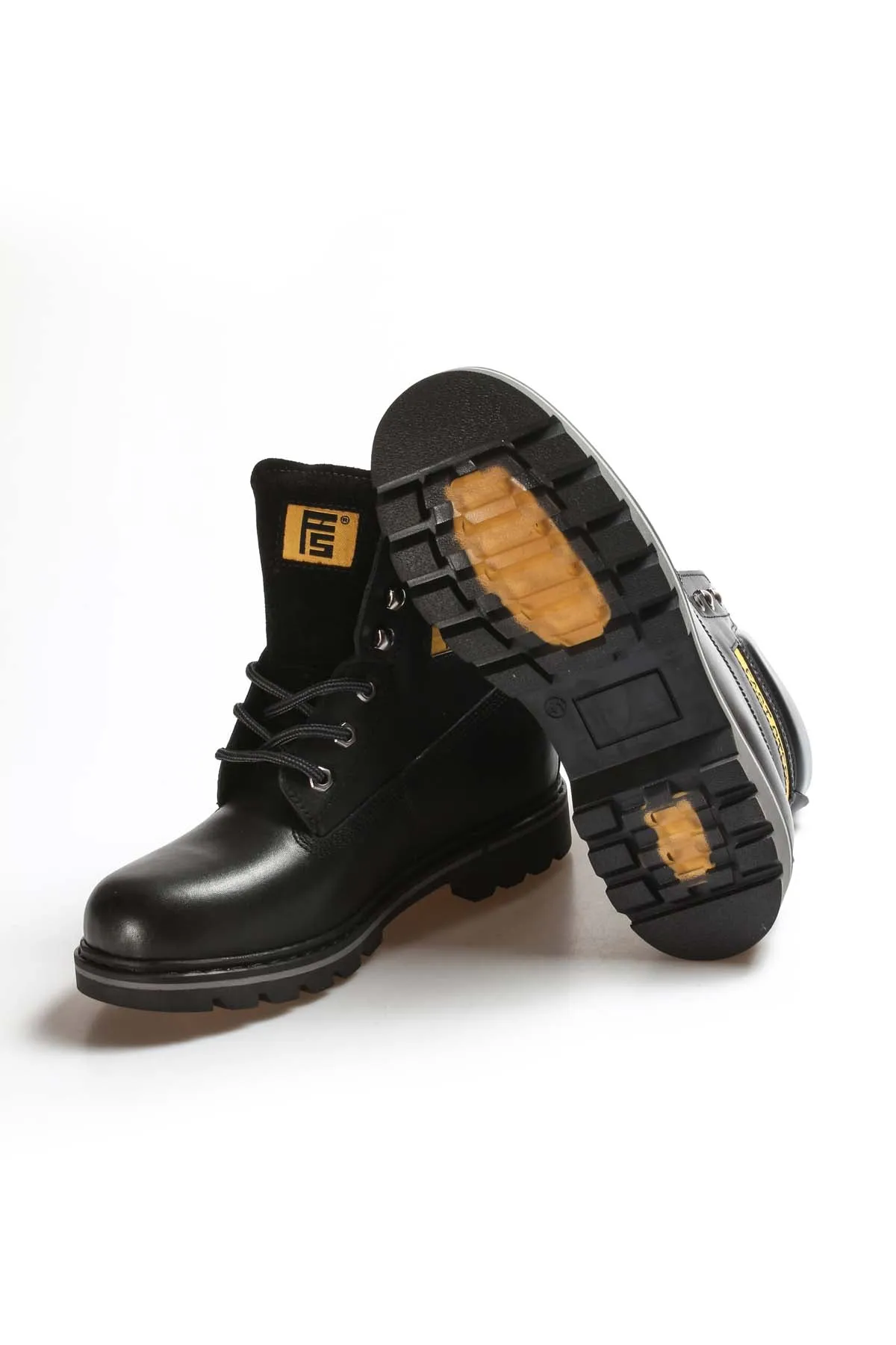 Men's Black Leather Lace-Up Boots with Padded Collar - Wessi sold by Wessi product image thumbnail 5