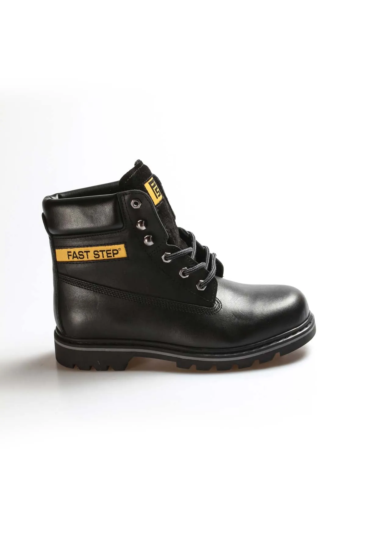 Men's Black Leather Lace-Up Boots with Padded Collar - Wessi sold by Wessi product image thumbnail 2