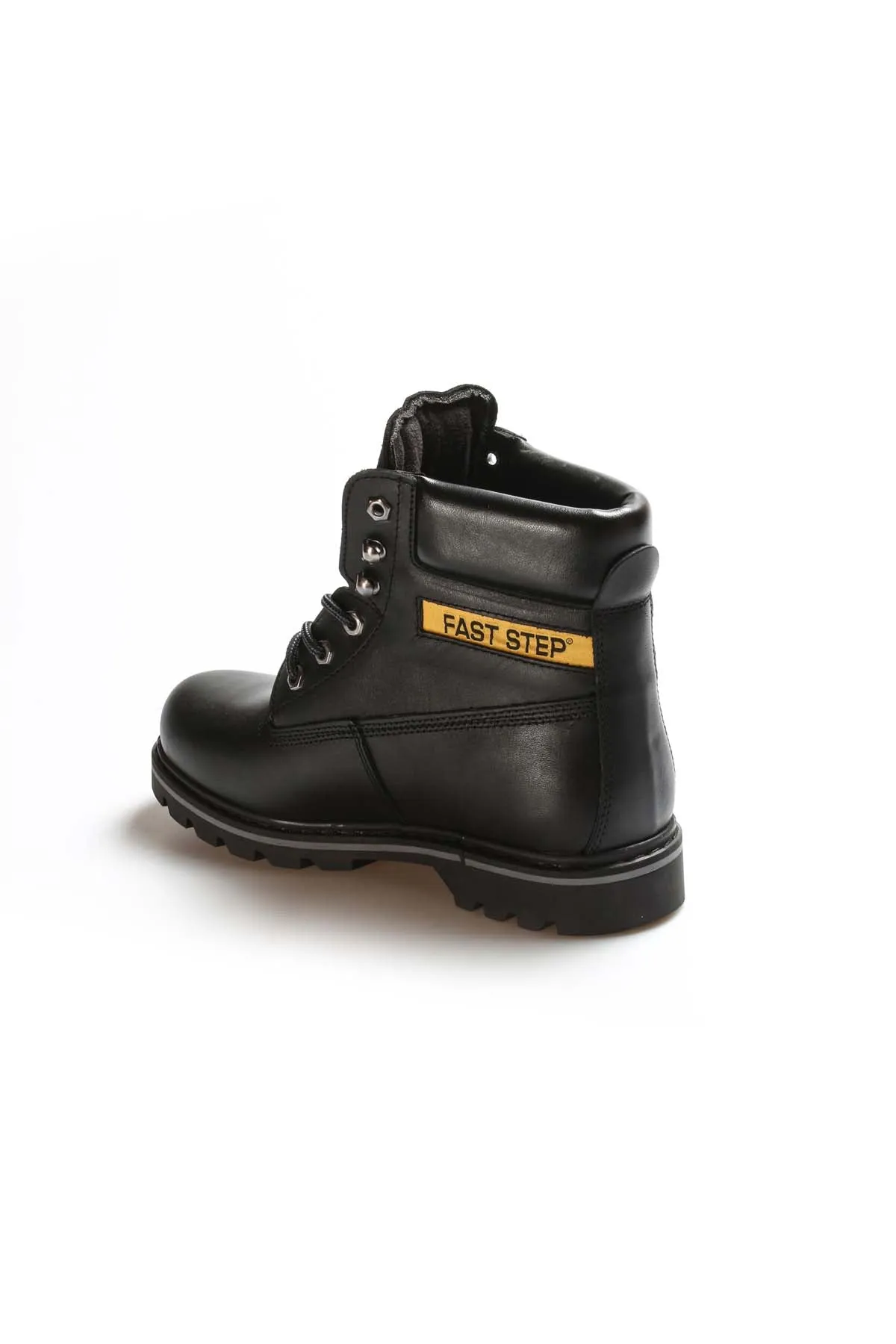 Men's Black Leather Lace-Up Boots with Padded Collar - Wessi sold by Wessi product image thumbnail 3