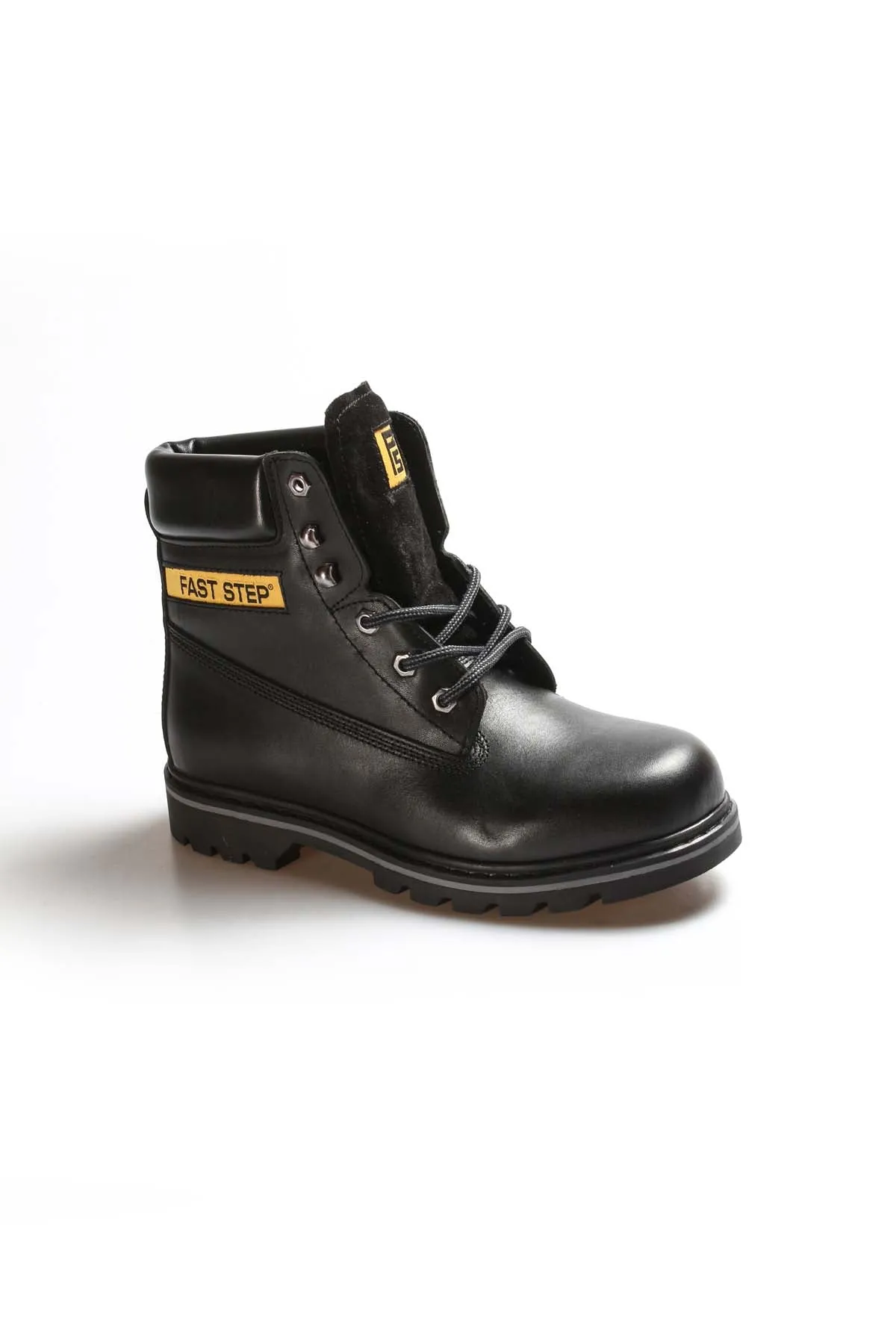 Men's Black Leather Lace-Up Boots with Padded Collar - Wessi sold by Wessi product image thumbnail 4