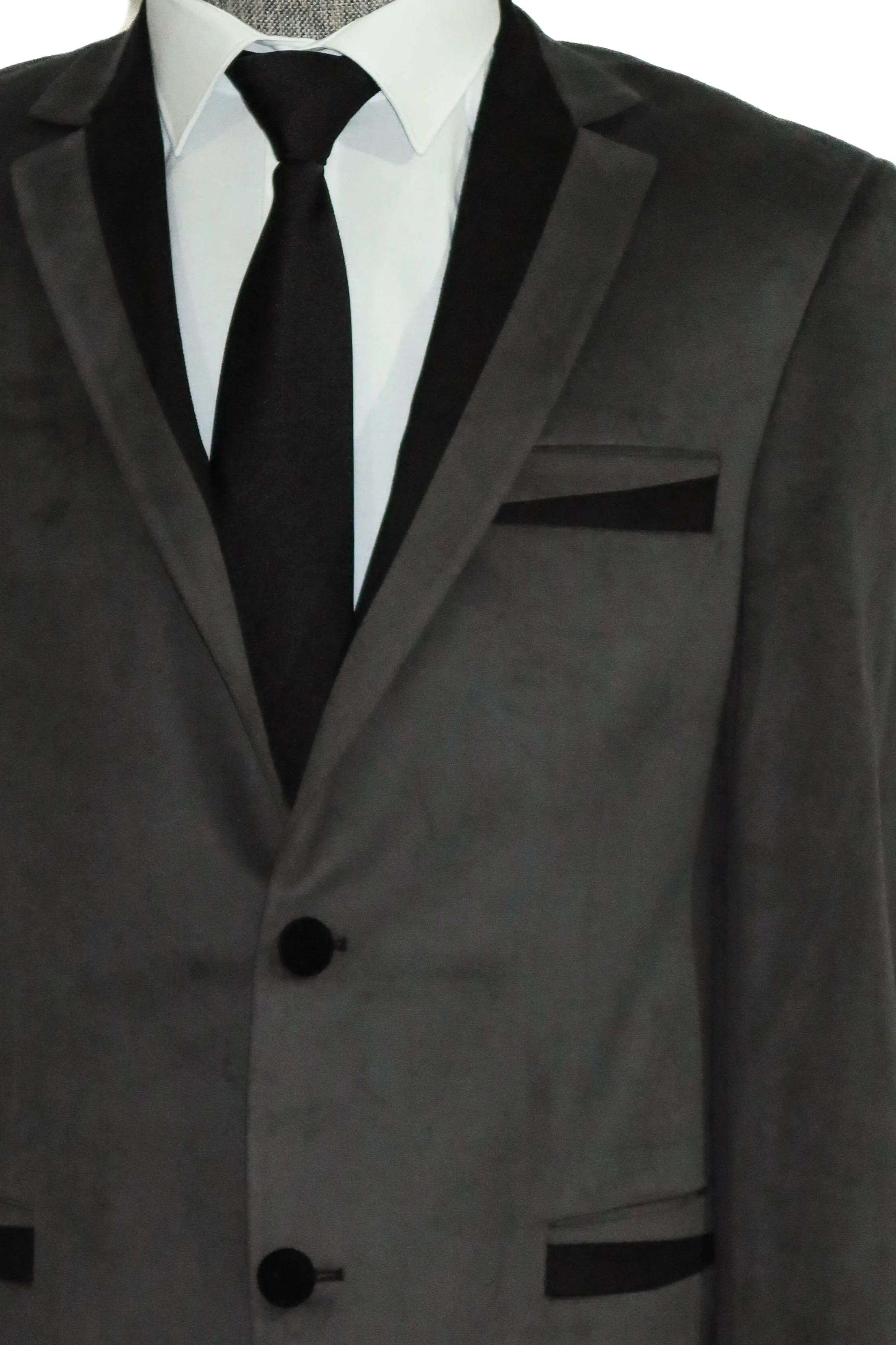 2 Buttons Pocket Piping Velvet Grey Jacket sold by Wessi product image thumbnail 5