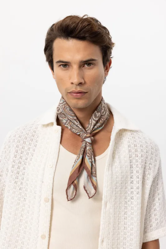Men's Brown Patterned Scarf - Wessi sold by Wessi